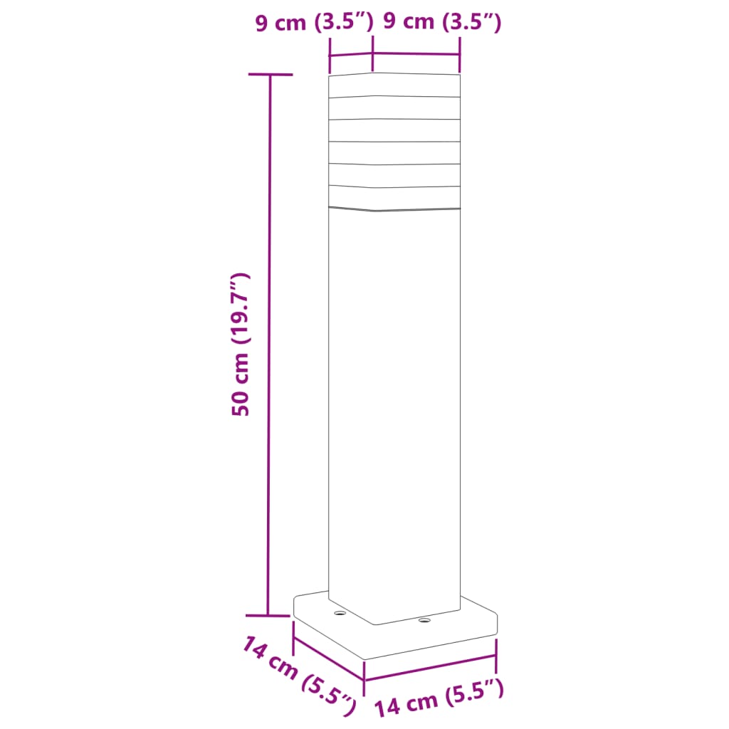 Utendørs gulvlampe svart 50 cm aluminium