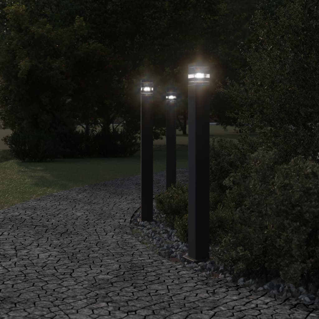 Hagebelysning Lyktstolpe Gangbelysning Søylebelysning svart 110 cm aluminium