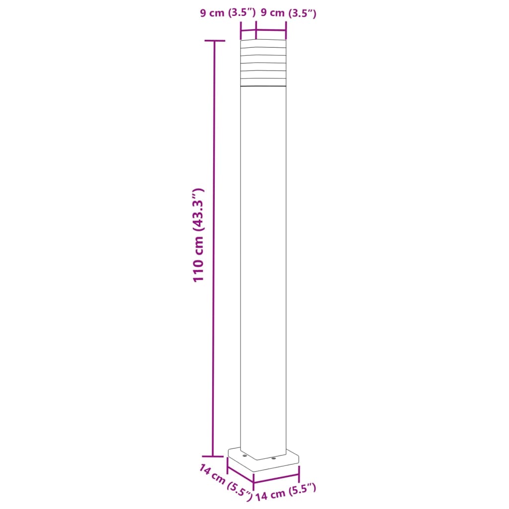 Hagebelysning Lyktstolpe Gangbelysning Søylebelysning svart 110 cm aluminium