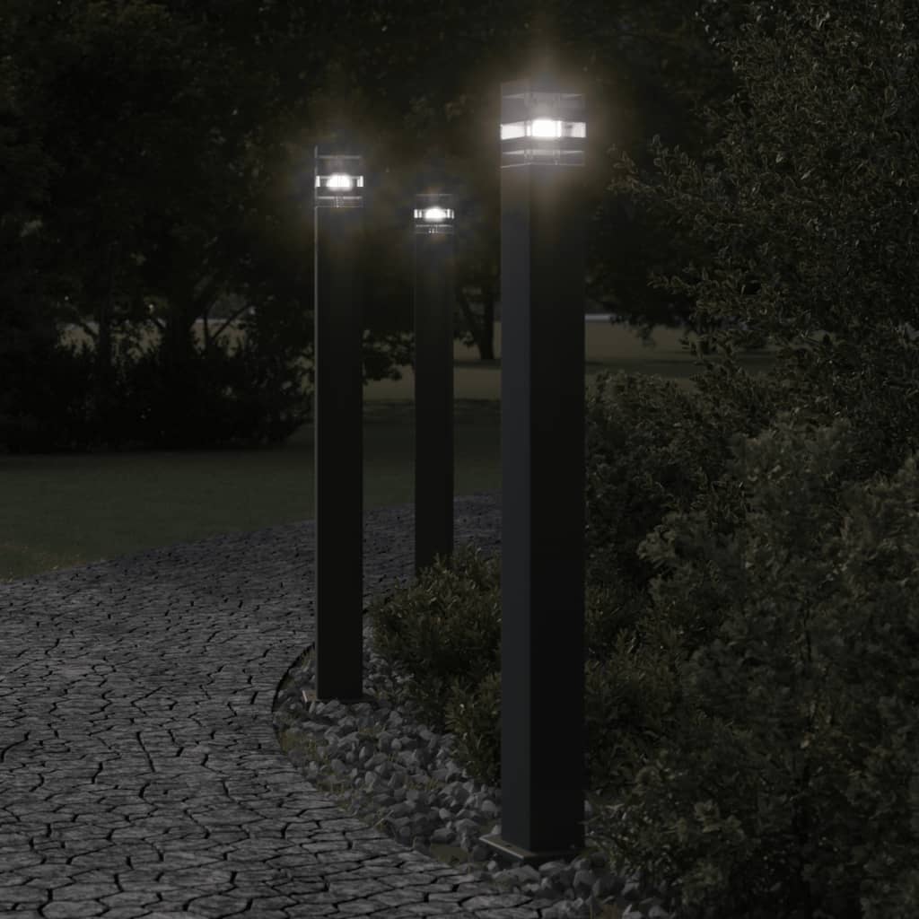 Hagebelysning Lyktstolpe Gangbelysning Søylebelysning svart 110 cm aluminium
