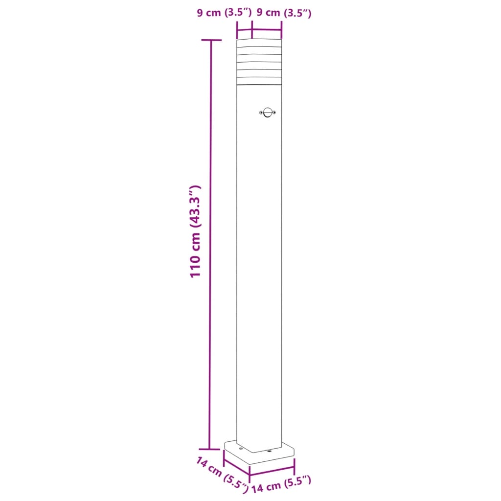 Hagebelysning Lyktstolpe med sensorer 3 stk Svart 110 cm aluminium
