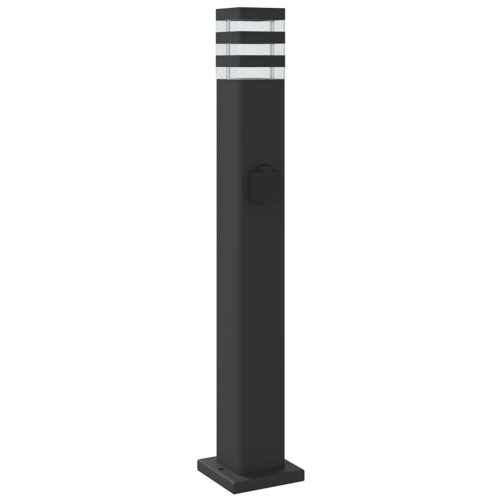 Hagebelysning Lyktstolpe Gangbelysning Søylebelysning med uttak 3 stk svart 80 cm aluminium