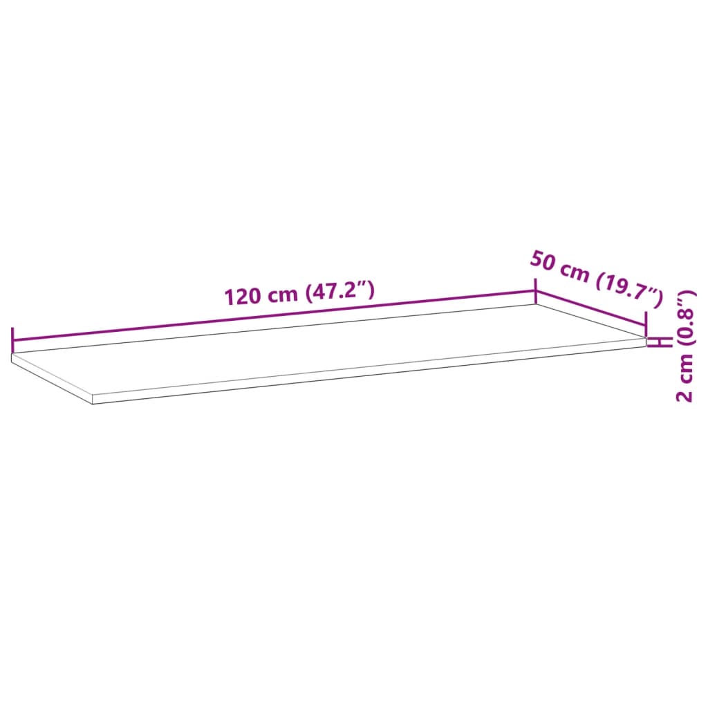 Benkeplate Baderom ubehandlet 120x50x2 cm heltre akasie