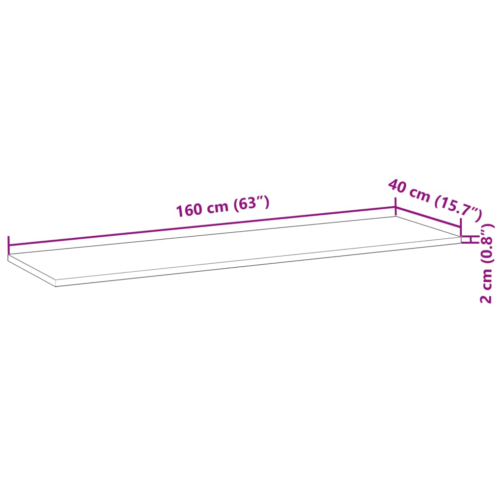 Benkeplate Baderom med finish 160x40x2 cm heltre akasie