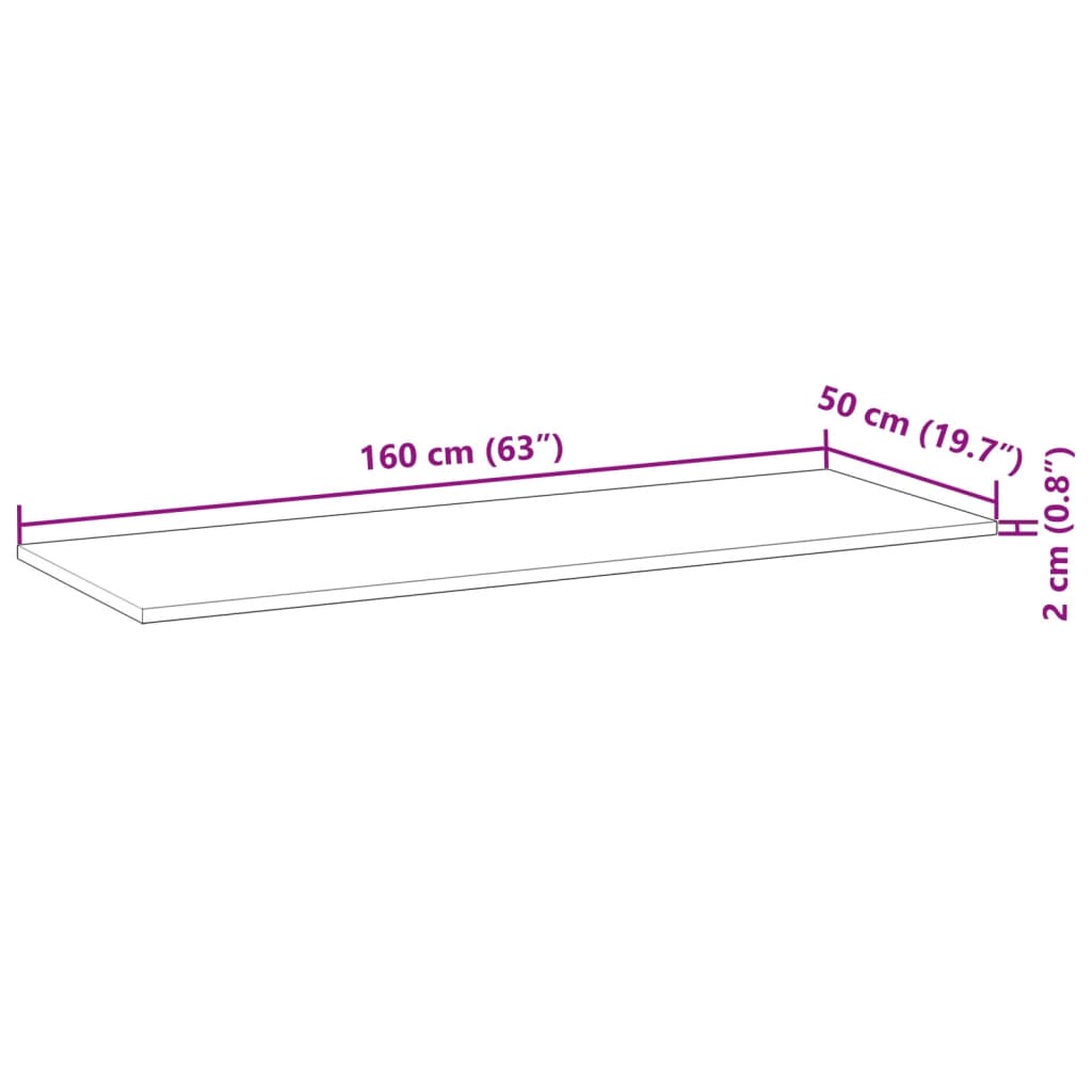 Benkeplate Baderom med finish 160x50x2 cm heltre akasie
