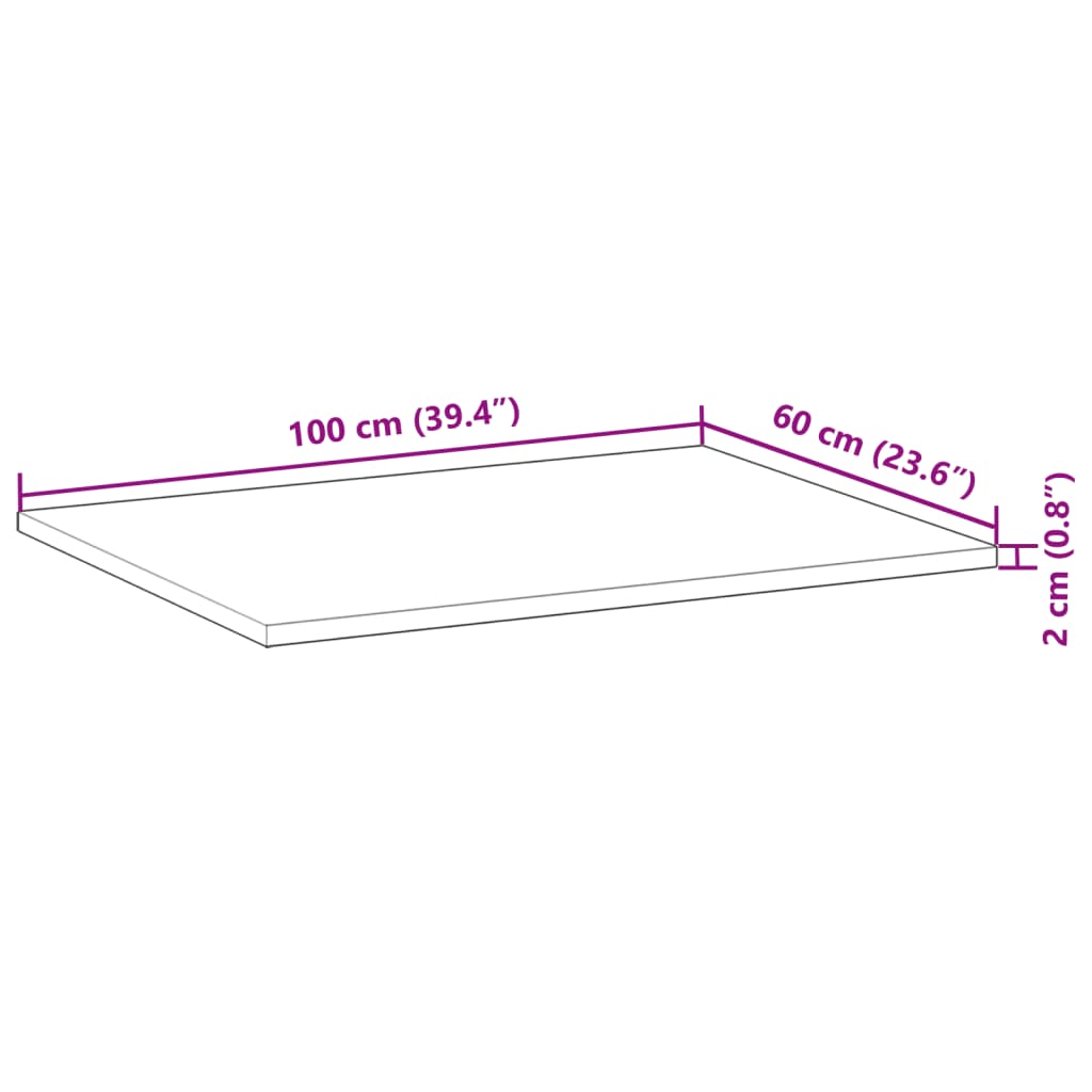 Benkeplate Baderom med finish 100x60x2 cm heltre akasie