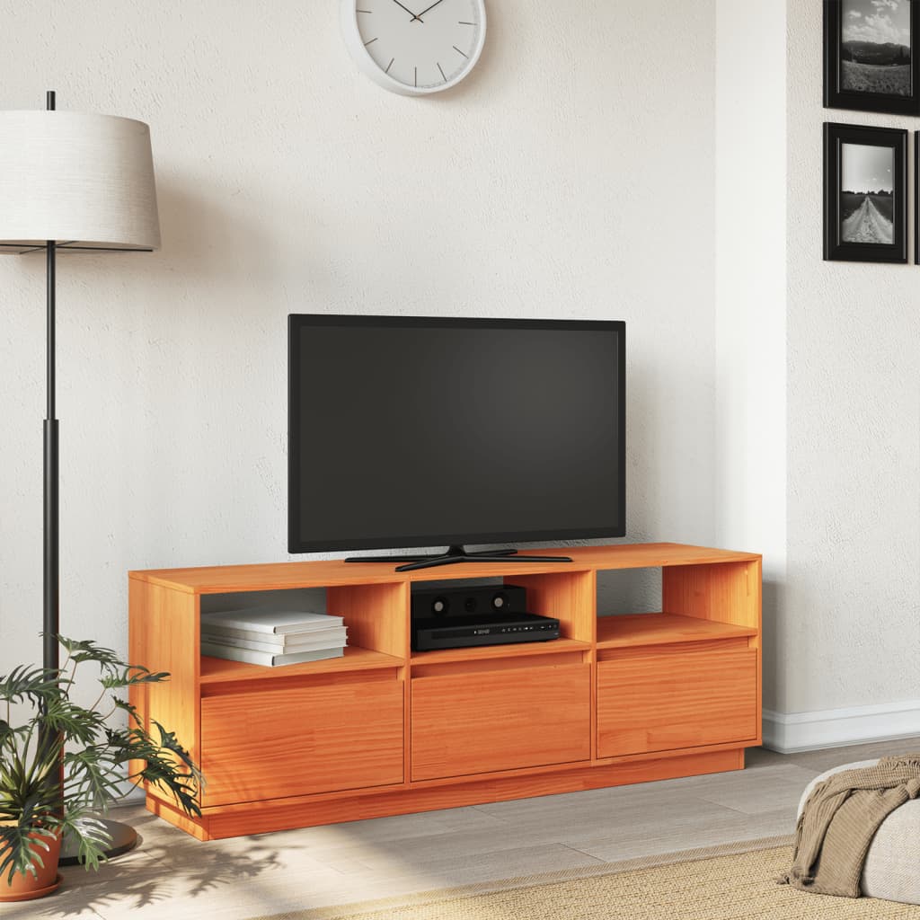 TV-Møbel Brun TV-benk voksbrun 140x37x50 cm heltre furu