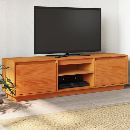 TV-Møbel Brun TV-benk voksbrun 140x35x40 cm heltre furu