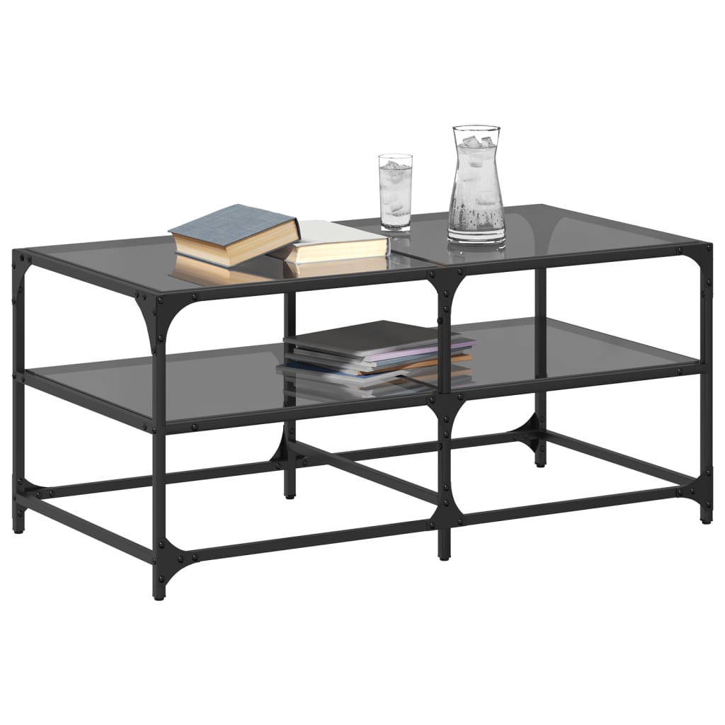 Salongbord Sofabord DIV. med Svart glassplate 98,5x50x45 cm stål