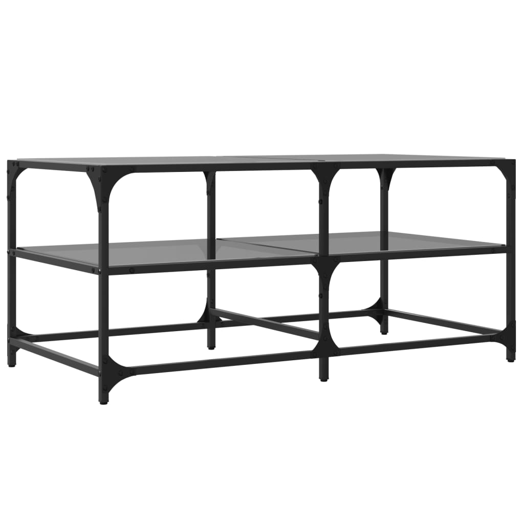 Salongbord Sofabord DIV. med Svart glassplate 98,5x50x45 cm stål