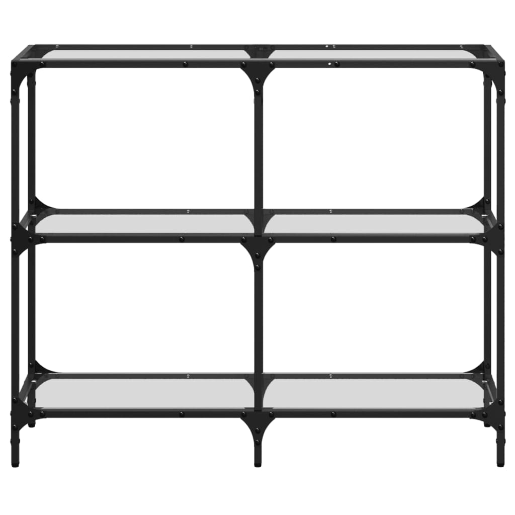 Avlastningsbord konsollbord DIV. med gjennomsiktig glassplate 98x30x81 cm stål