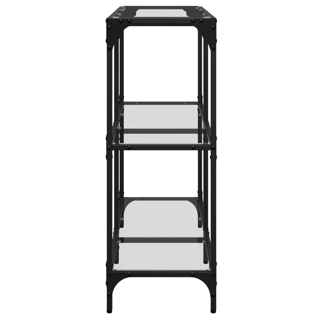 Avlastningsbord konsollbord DIV. med gjennomsiktig glassplate 98x30x81 cm stål