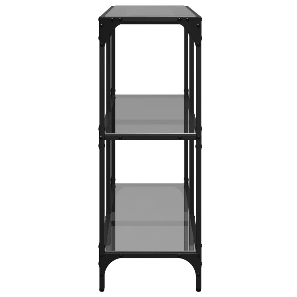 Avlastningsbord konsollbord DIV. med Svart glassplate 98x30x81 cm stål