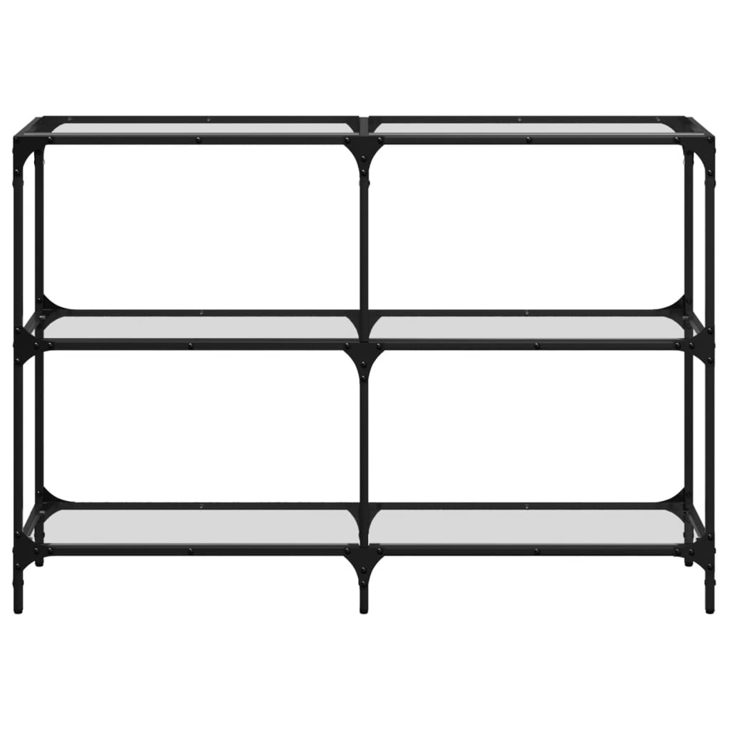 Avlastningsbord konsollbord DIV. med gjennomsiktig glassplate 118,5x30x81 cm stål
