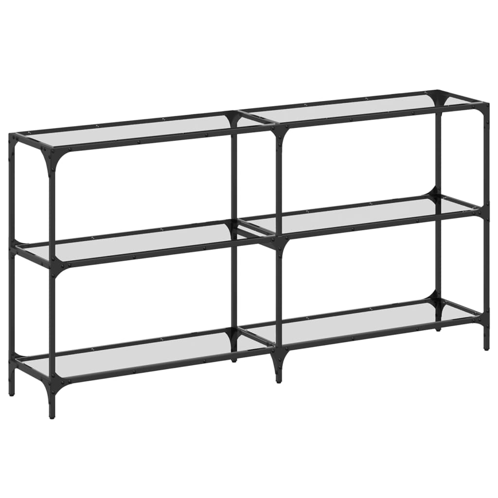 Avlastningsbord konsollbord DIV. med gjennomsiktig glassplate 158,5x30x81 cm stål
