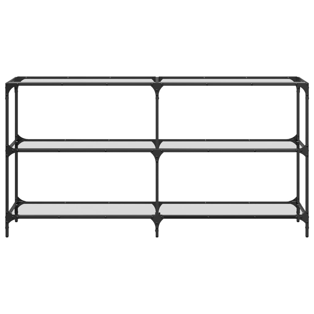 Avlastningsbord konsollbord DIV. med gjennomsiktig glassplate 158,5x30x81 cm stål
