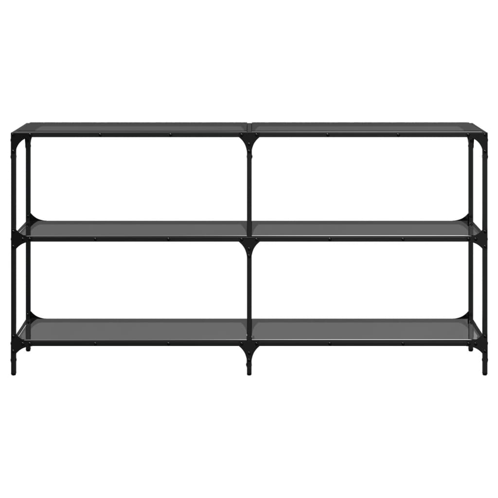 Avlastningsbord konsollbord DIV. med Svart glassplate 158,5x30x81 cm stål