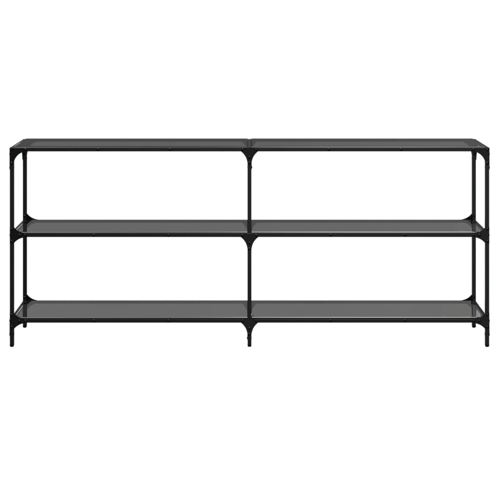 Avlastningsbord konsollbord DIV. med Svart glassplate 194,5x30x81 cm stål