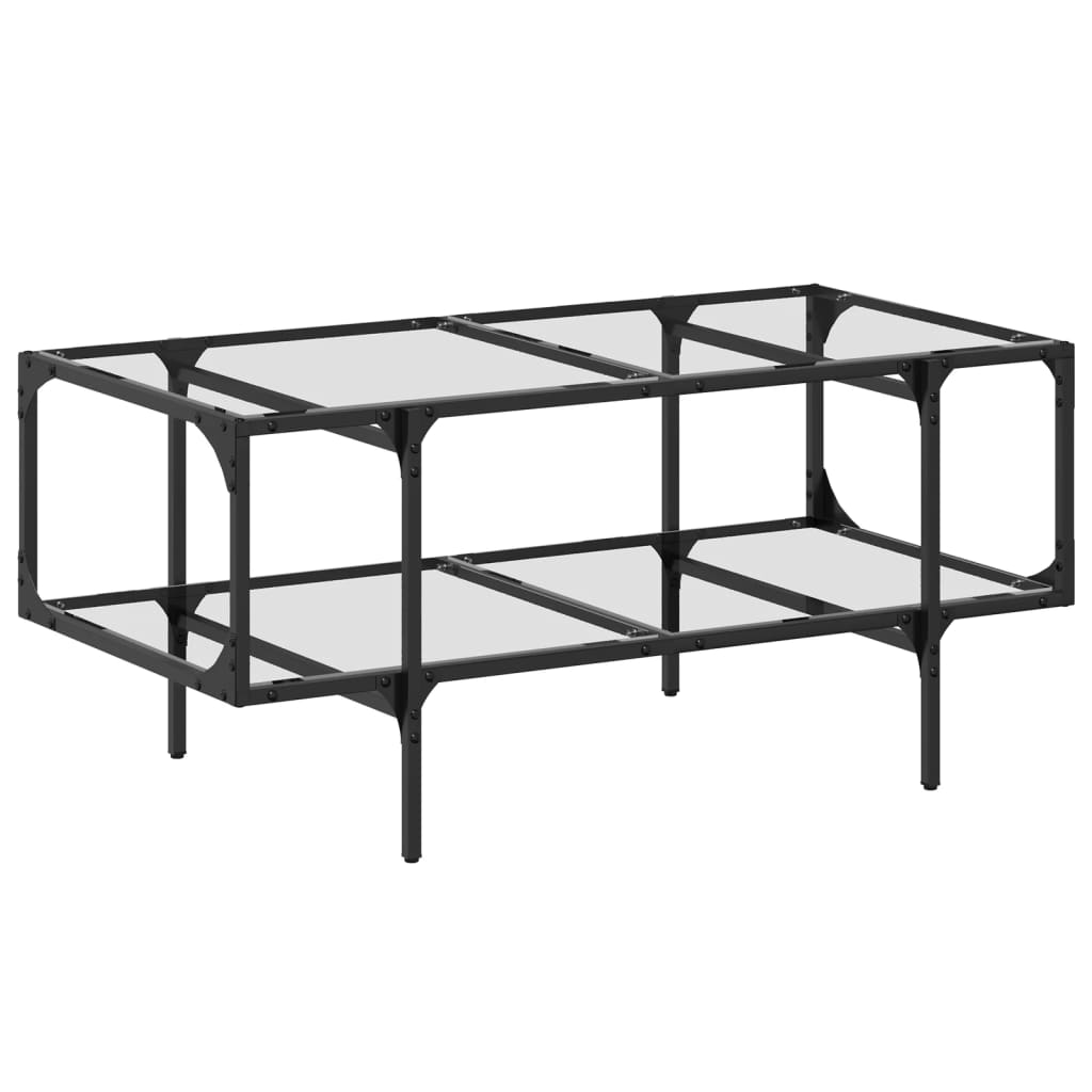 Salongbord Sofabord DIV. med gjennomsiktig glassplate 98,5x50x45 cm stål