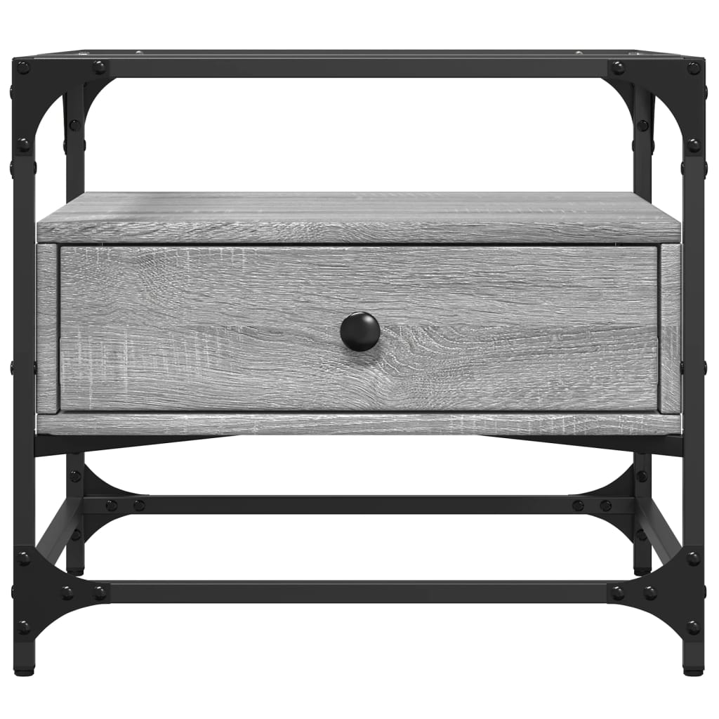 Salongbord Sofabord Sonoma Grå med glassplate 50x50x45 cm stål