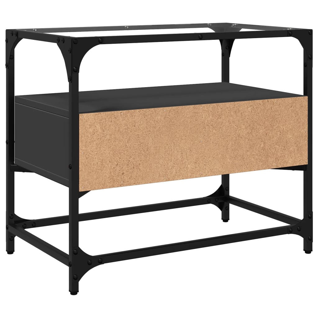 TV-Møbel Svart Tv-benk med glasstopp 60x35x51 cm