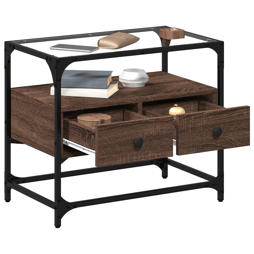 TV-Møbel Brun Eik Tv-benk med glasstopp 60x35x51 cm