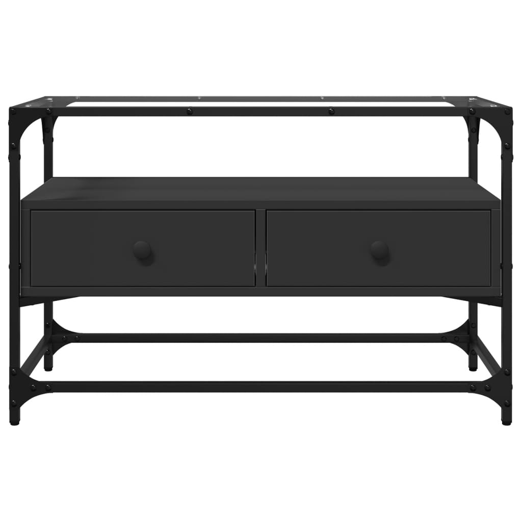 TV-Møbel Svart Tv-benk med glasstopp 80x35x51 cm