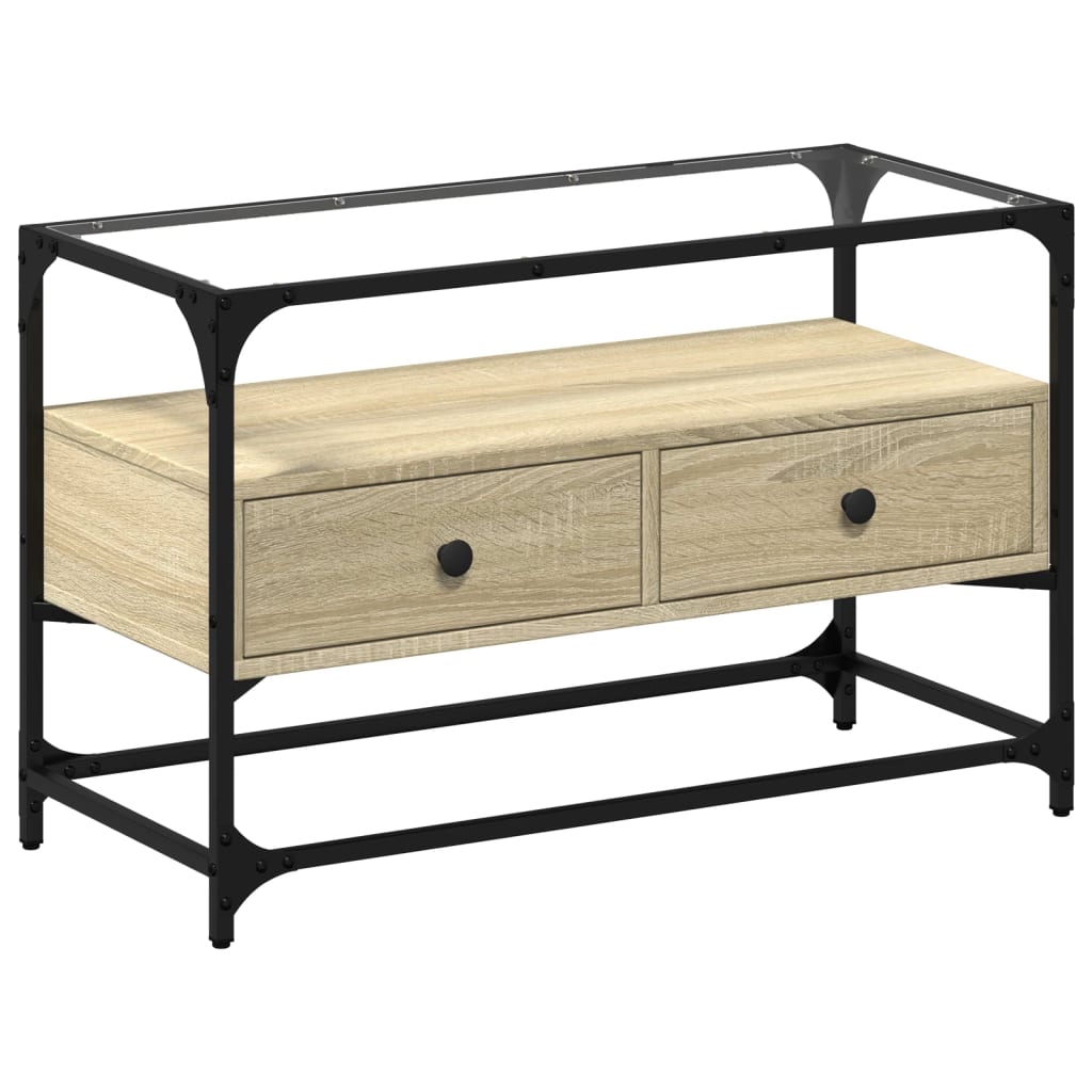 TV-Møbel Sonoma Eik Tv-benk med glasstopp 80x35x51 cm