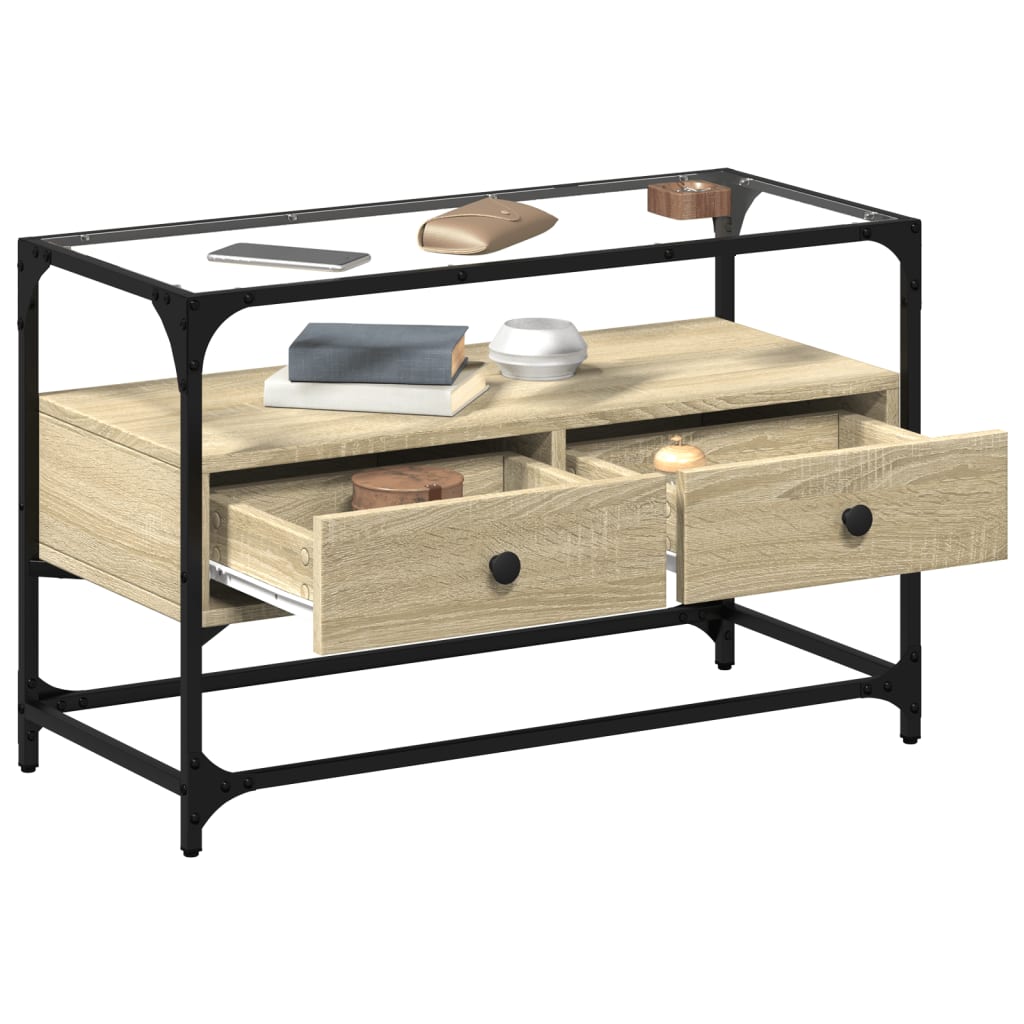 TV-Møbel Sonoma Eik Tv-benk med glasstopp 80x35x51 cm