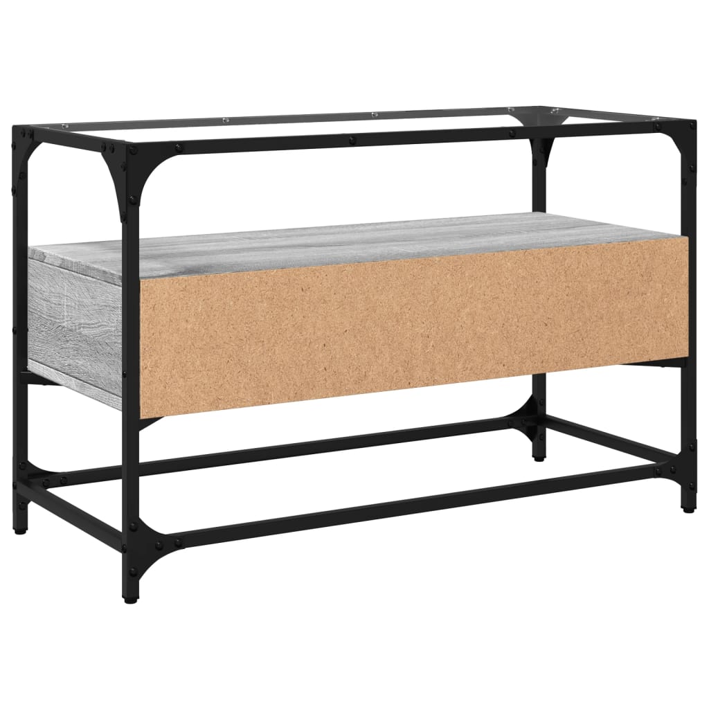 TV-Møbel Sonoma Grå TV-benk med glasstopp 80x35x51 cm
