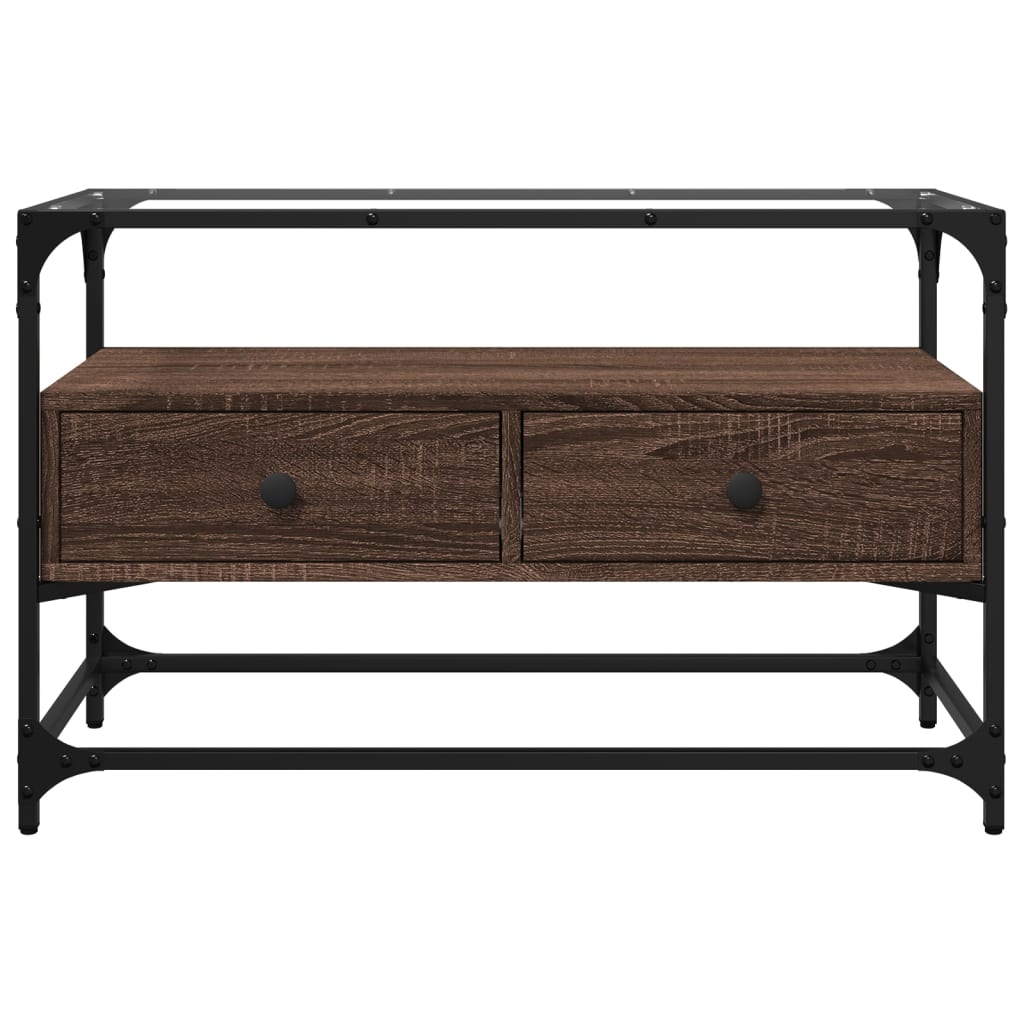 TV-Møbel Brun Eik Tv-benk med glasstopp 80x35x51 cm