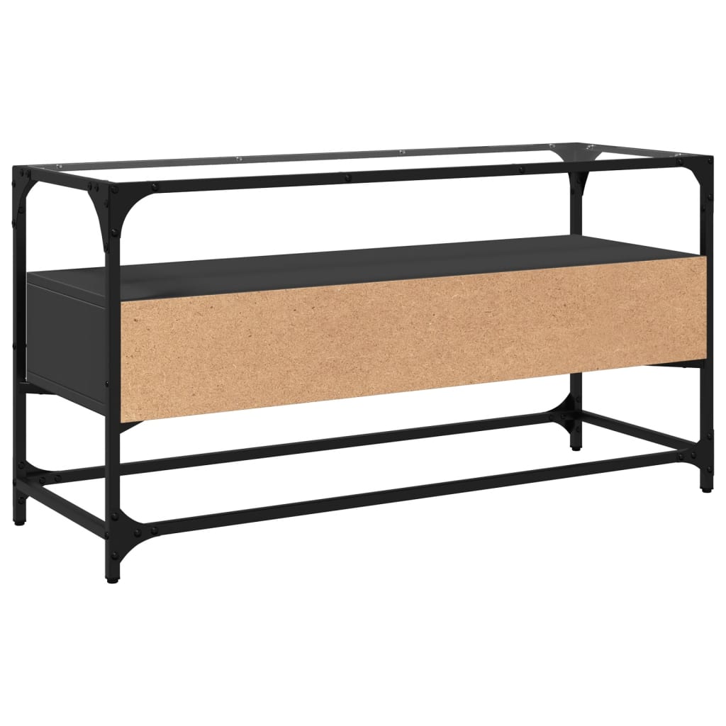 TV-Møbel Svart TV-benk med glasstopp 98x35x51 cm