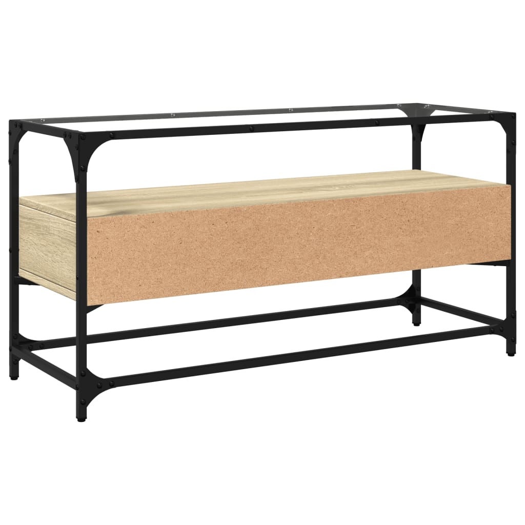 TV-Møbel Sonoma Grå TV-benk med glasstopp 98x35x51 cm