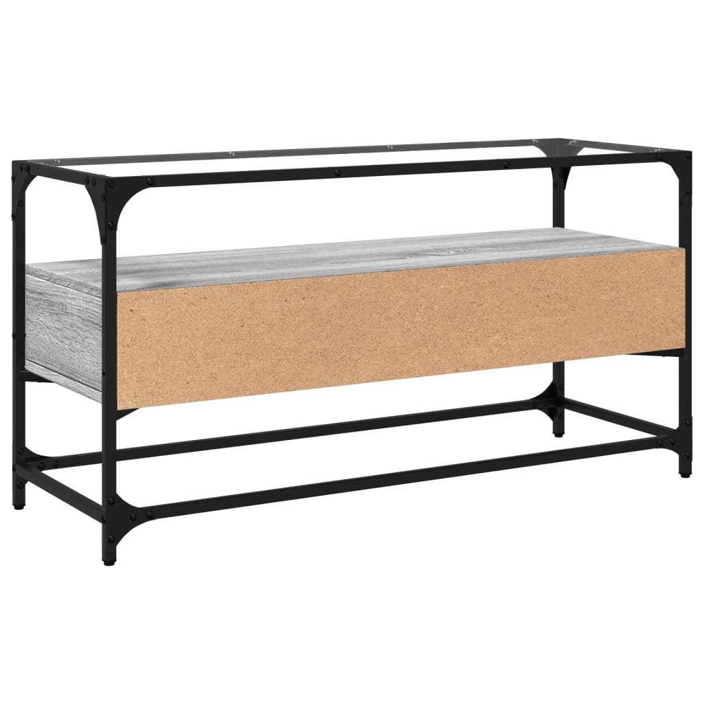 TV-Møbel Sonoma Grå TV-benk med glasstopp 98x35x51 cm