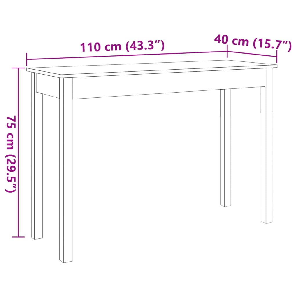 Avlastningsbord Konsollbord Tre voksbrun 110x40x75 cm heltre furu