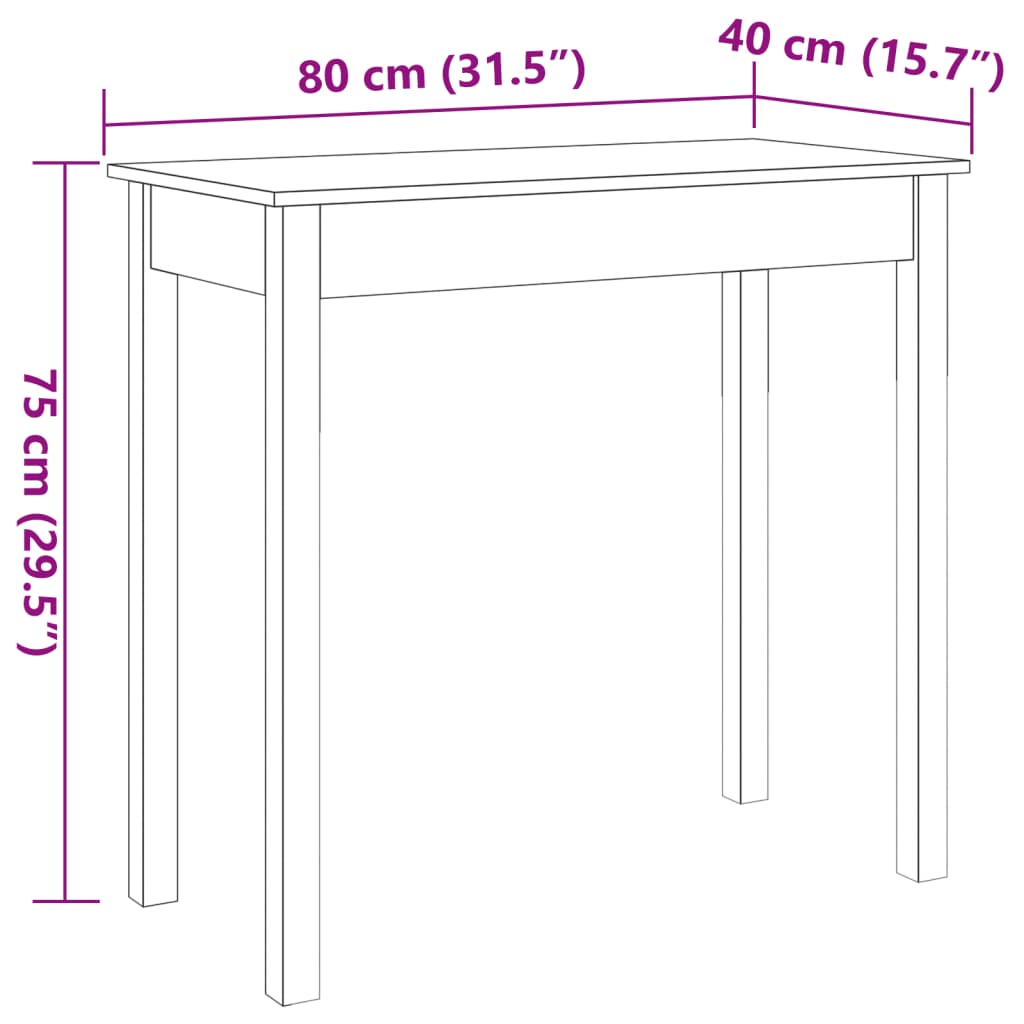 Avlastningsbord Konsollbord Tre voksbrun 80x40x75 cm heltre furu