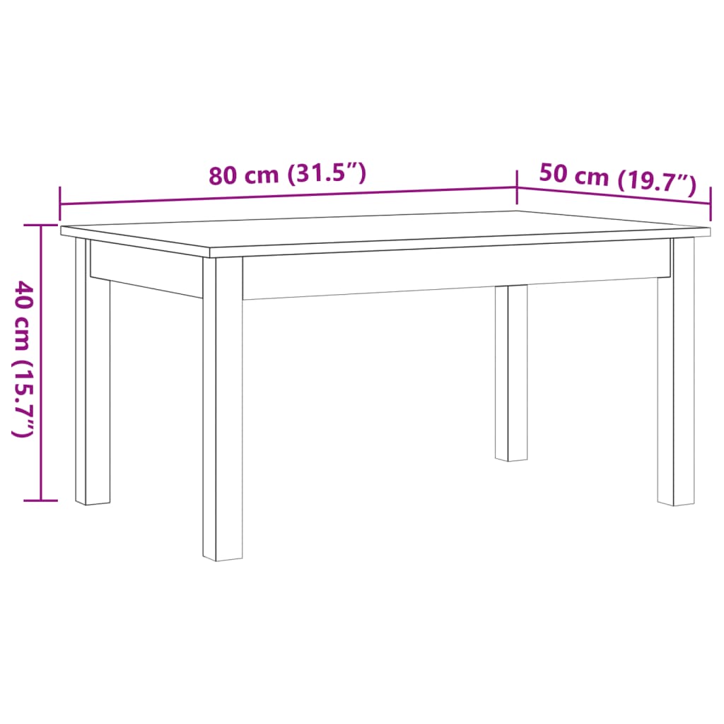 Salongbord Sofabord Tre heltre furu voksbrun 80x50x40 cm
