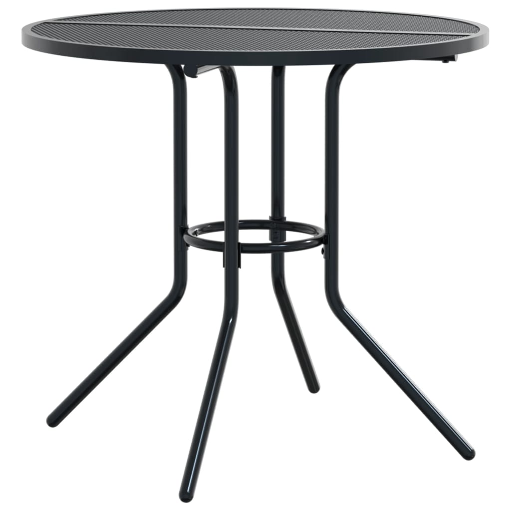 Hagebord Metall Terrassebord rundt Antrasitt Ø80x72,5 cm pulverlakkert stål