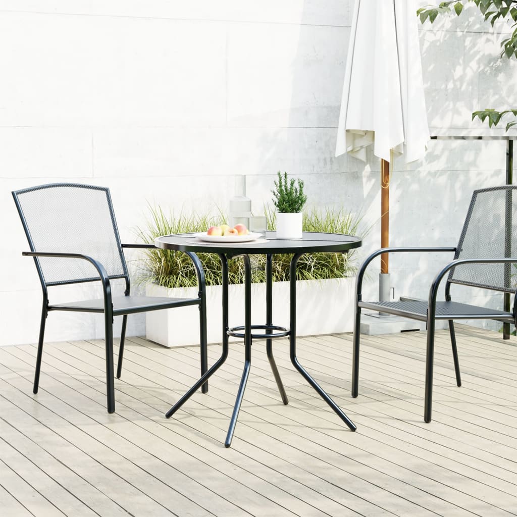 Hagebord Metall Terrassebord rundt Antrasitt Ø80x72,5 cm pulverlakkert stål