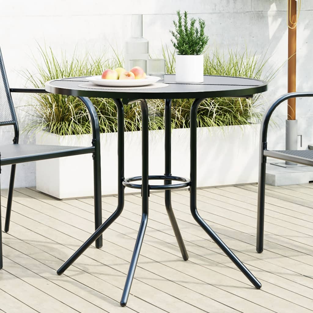 Hagebord Metall Terrassebord rundt Antrasitt Ø80x72,5 cm pulverlakkert stål