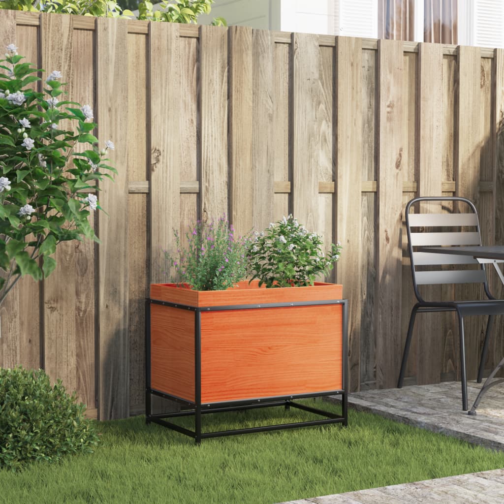 Utendørs Blomsterkasse Plantekasse Tre Trekasse voksbrun 60x40x50 cm heltre furu