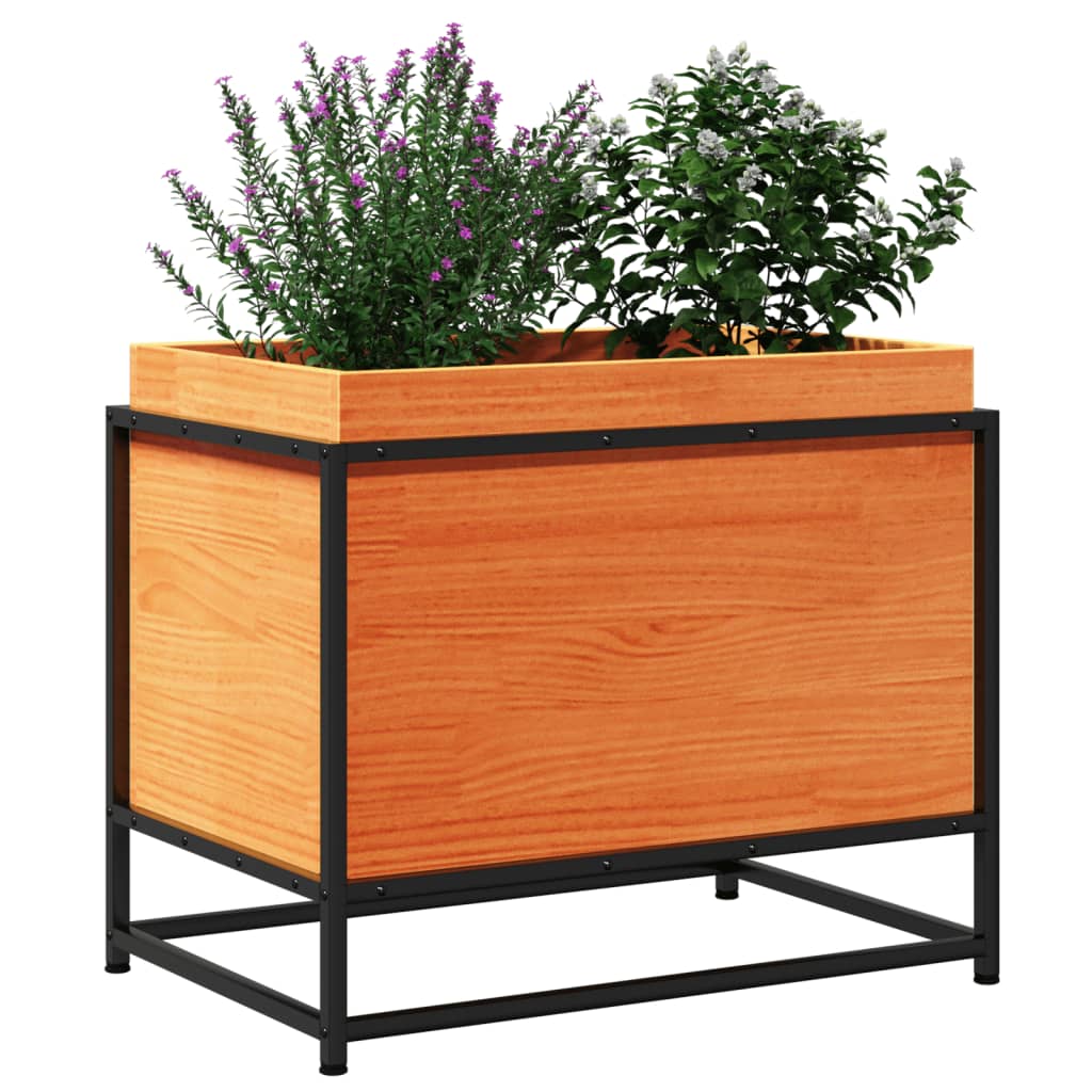 Utendørs Blomsterkasse Plantekasse Tre Trekasse voksbrun 60x40x50 cm heltre furu