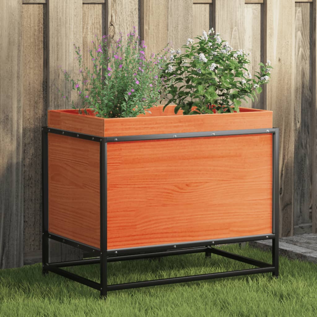 Utendørs Blomsterkasse Plantekasse Tre Trekasse voksbrun 60x40x50 cm heltre furu