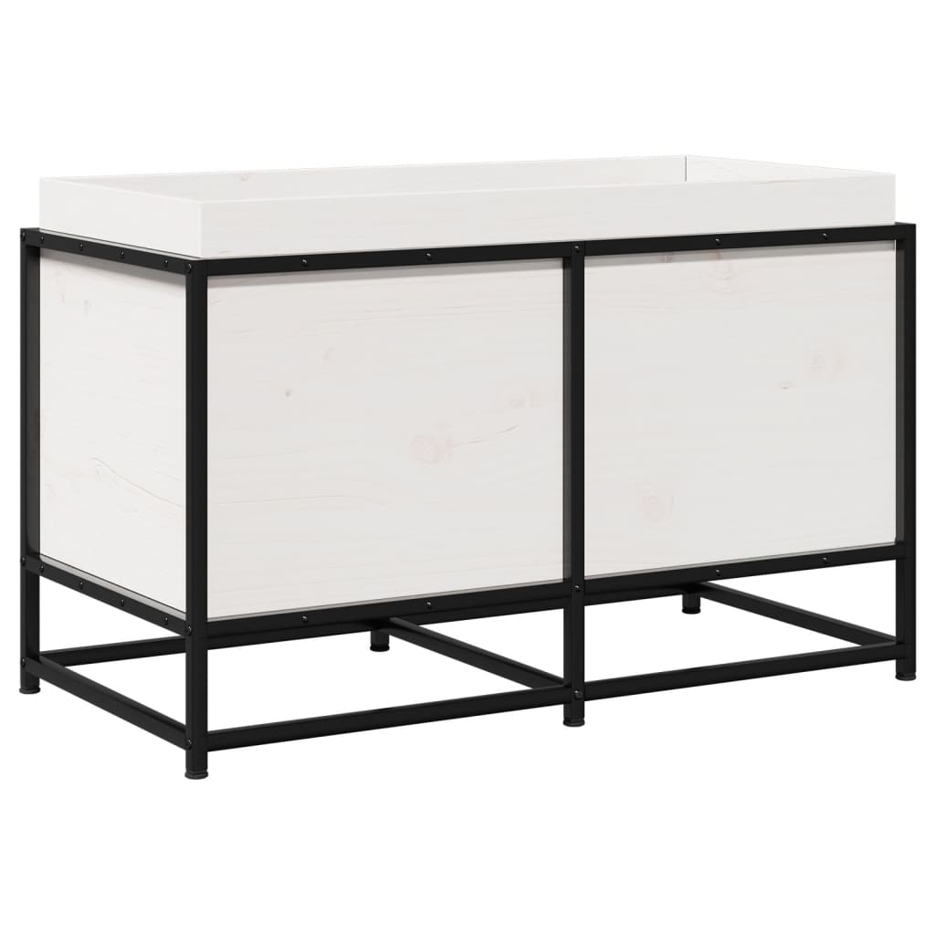 Utendørs Blomsterkasse Plantekasse Tre Hvit 80x40x50 cm heltre furu