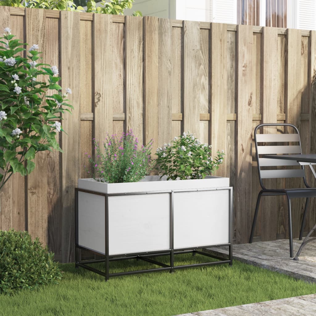 Utendørs Blomsterkasse Plantekasse Tre Hvit 80x40x50 cm heltre furu