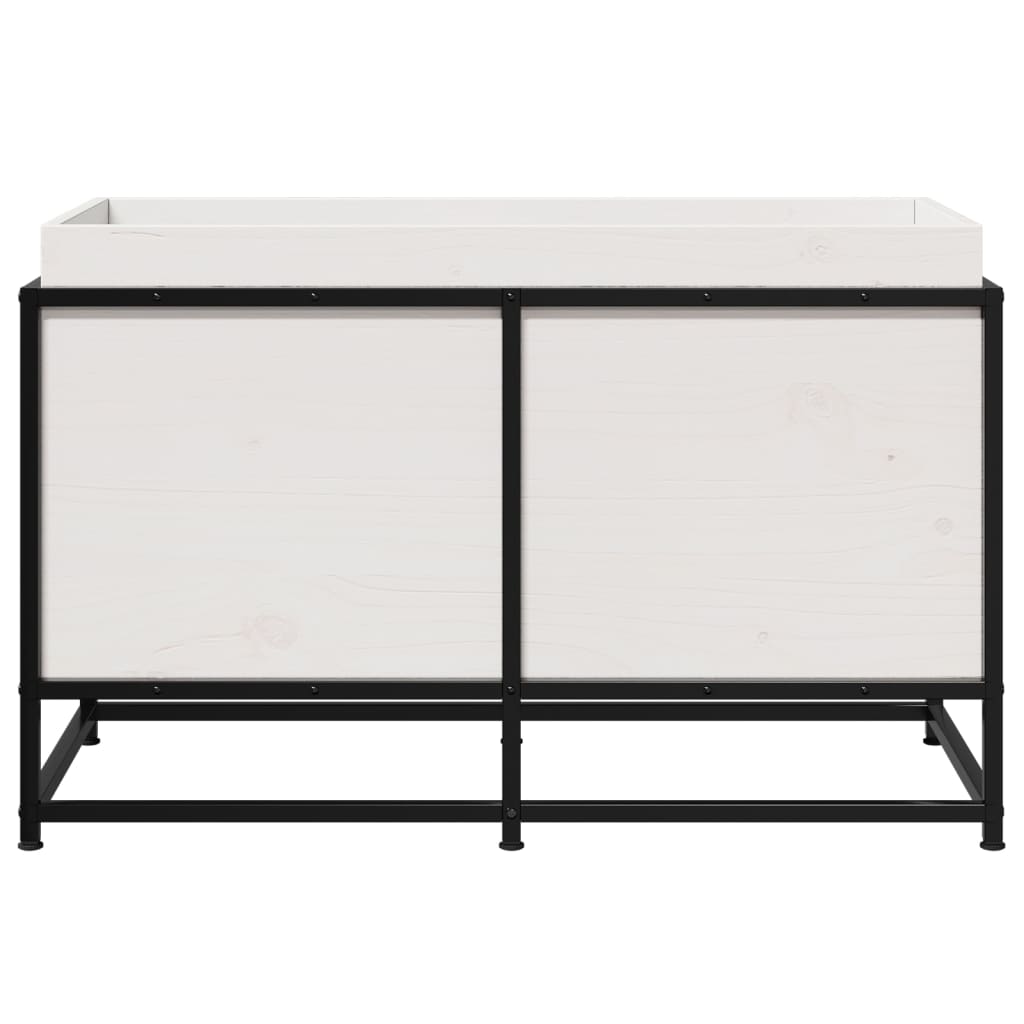 Utendørs Blomsterkasse Plantekasse Tre Hvit 80x40x50 cm heltre furu