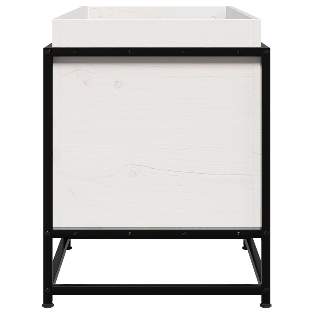 Utendørs Blomsterkasse Plantekasse Tre Hvit 80x40x50 cm heltre furu
