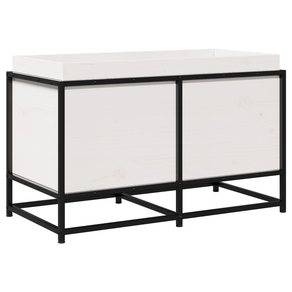 Utendørs Blomsterkasse Plantekasse Tre Hvit 80x40x50 cm heltre furu