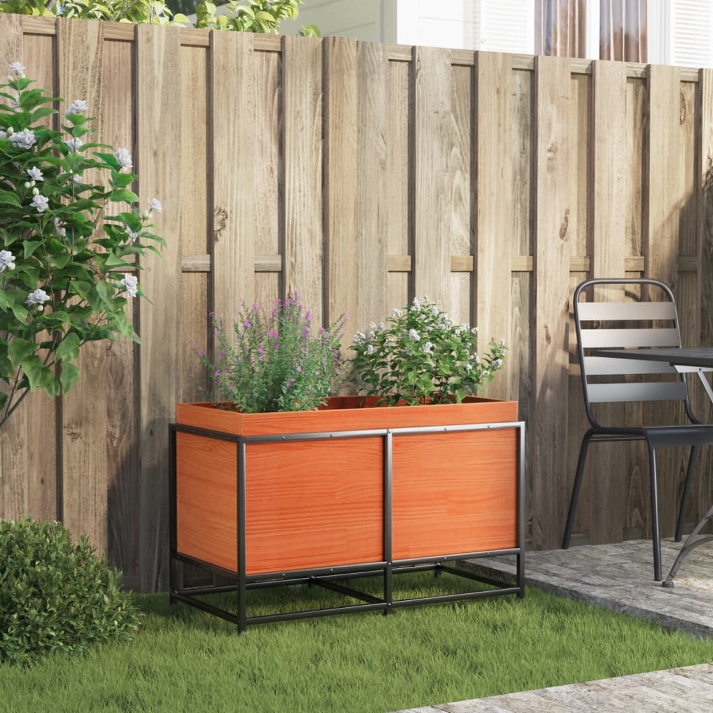 Utendørs Blomsterkasse Plantekasse Tre Trekasse voksbrun 80x40x50 cm heltre furu
