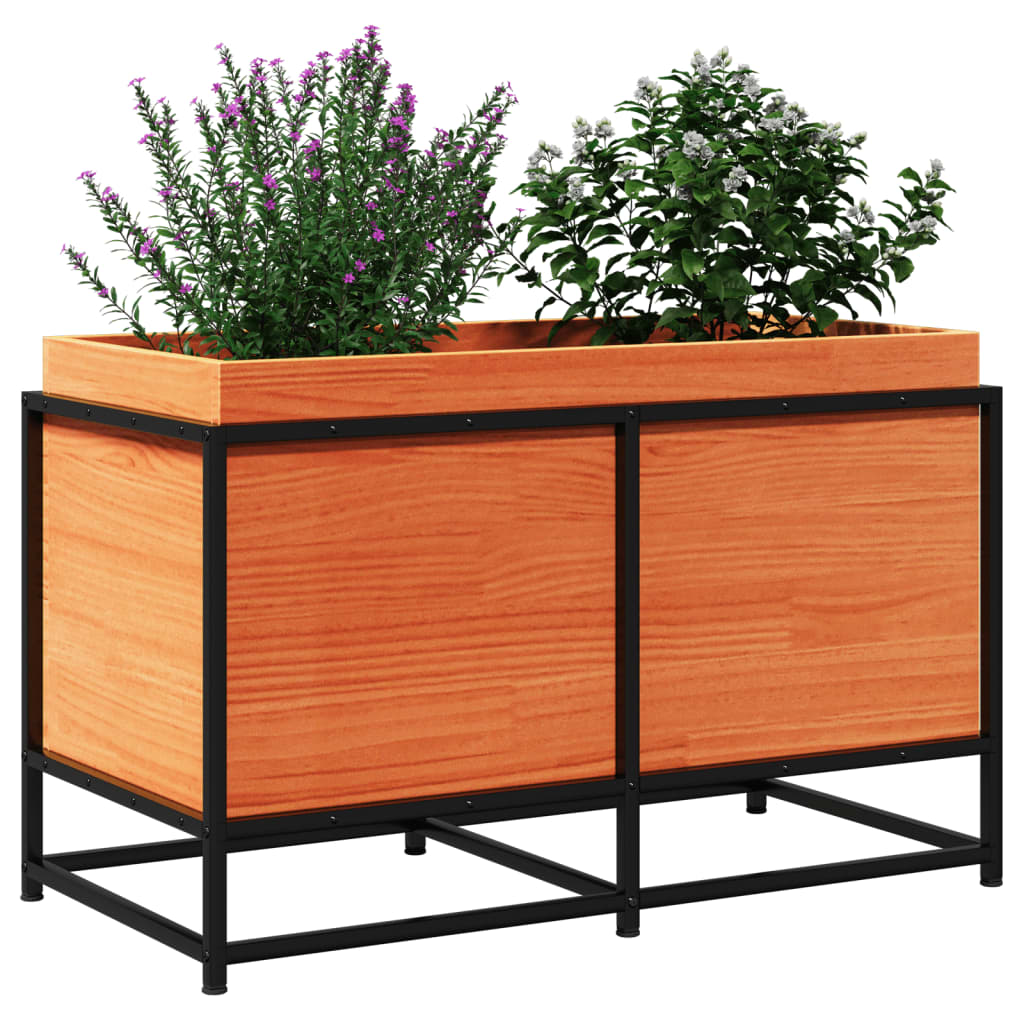 Utendørs Blomsterkasse Plantekasse Tre Trekasse voksbrun 80x40x50 cm heltre furu